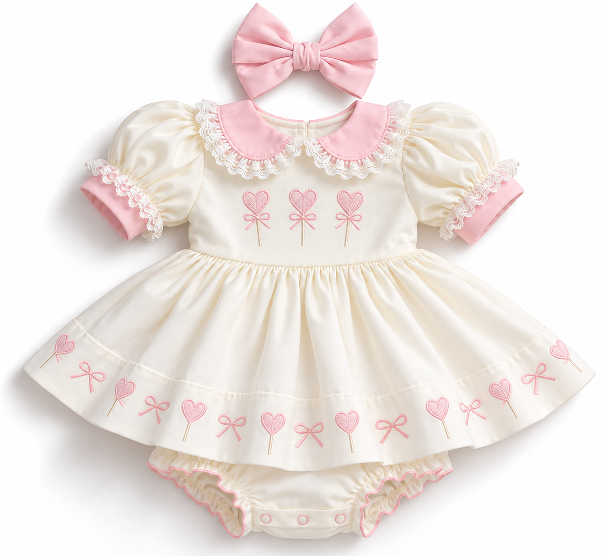 LPP VALENTINES COLLECTION - Lollipop skirted smock romper (DELIVERY JANUARY)