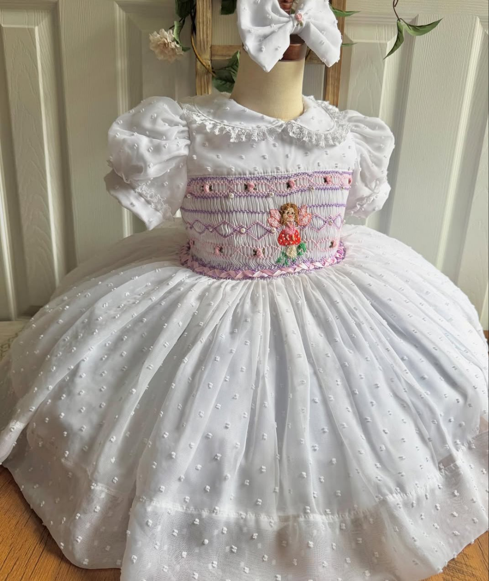 Smocked organza classic dress - HANDMADE IN USA 6-8WK TURNAROUND