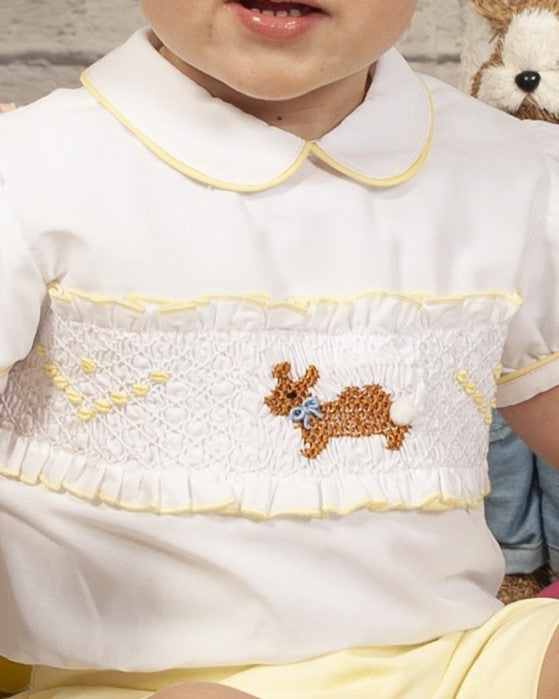 SONATA PREORDER (4-6wk turnaround) - Yellow Easter bunny boys shorts set PC23-01