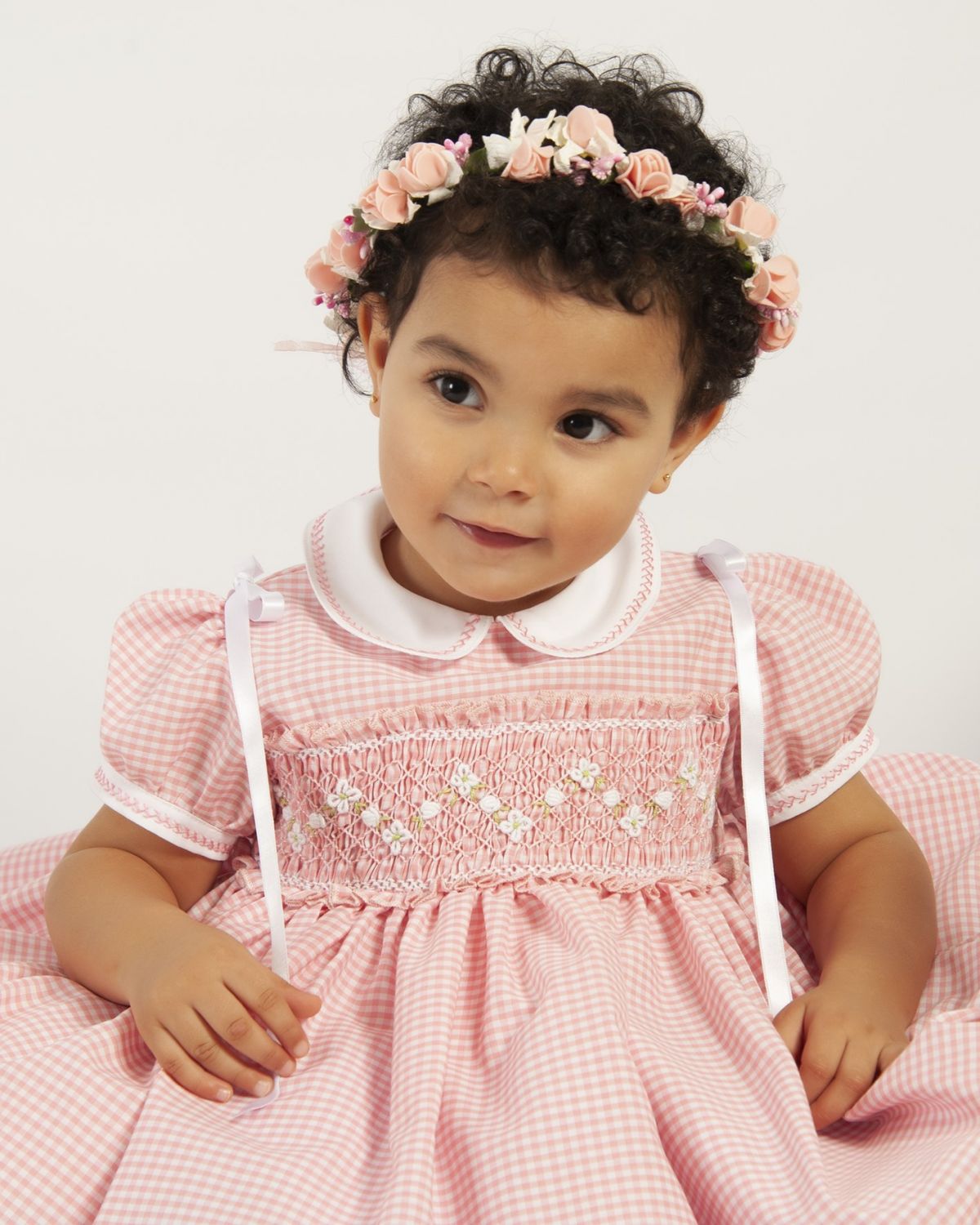 SONATA PREORDER (4-6wk turnaround) - Girls pink gingham smock dress VE24-18