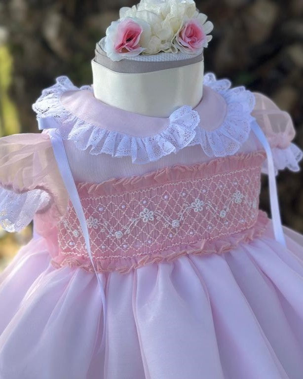 SONATA PREORDER (4-6wk turnaround) - Pink flower organza smock VE23-32