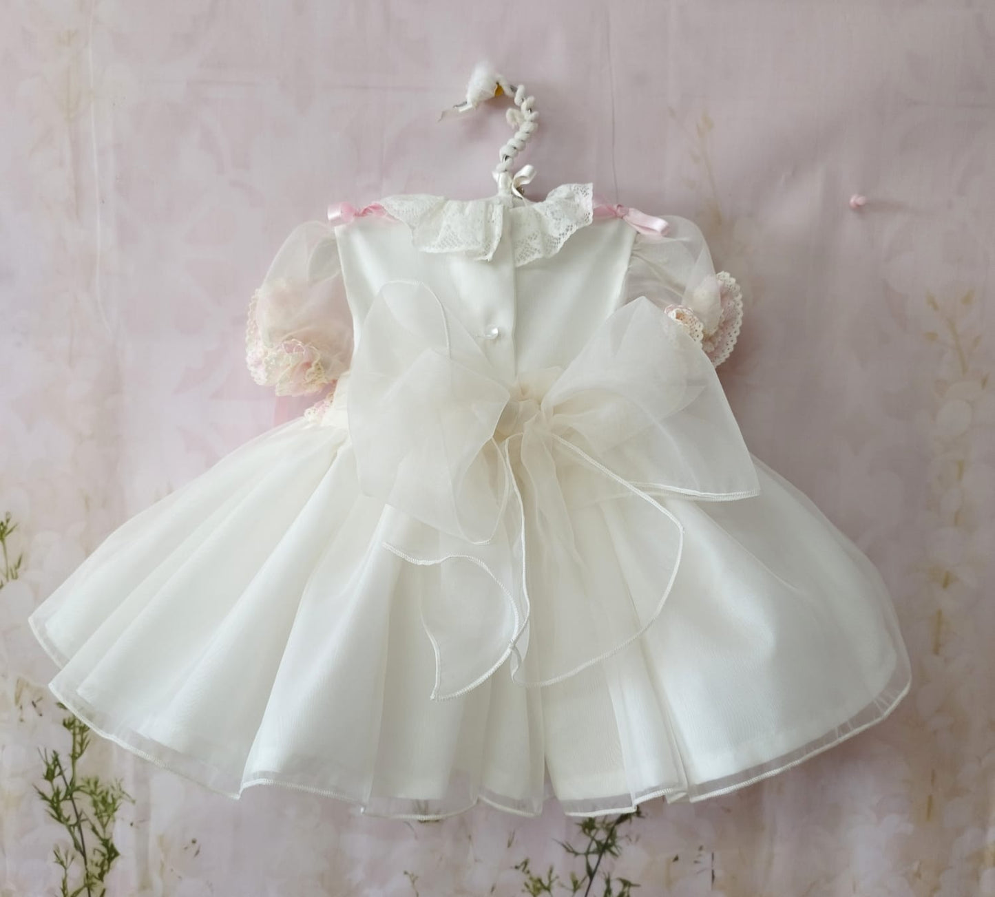 SONATA PREORDER (4-6wk turnaround) - Cream and pink organza smocked puffball VE22-38