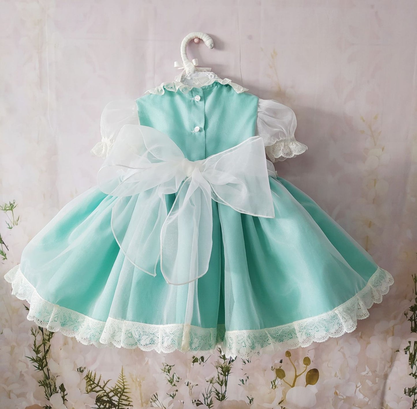 SONATA PREORDER (4-6wk turnaround) - Mint organza heart smocked puffball dress VE22-02