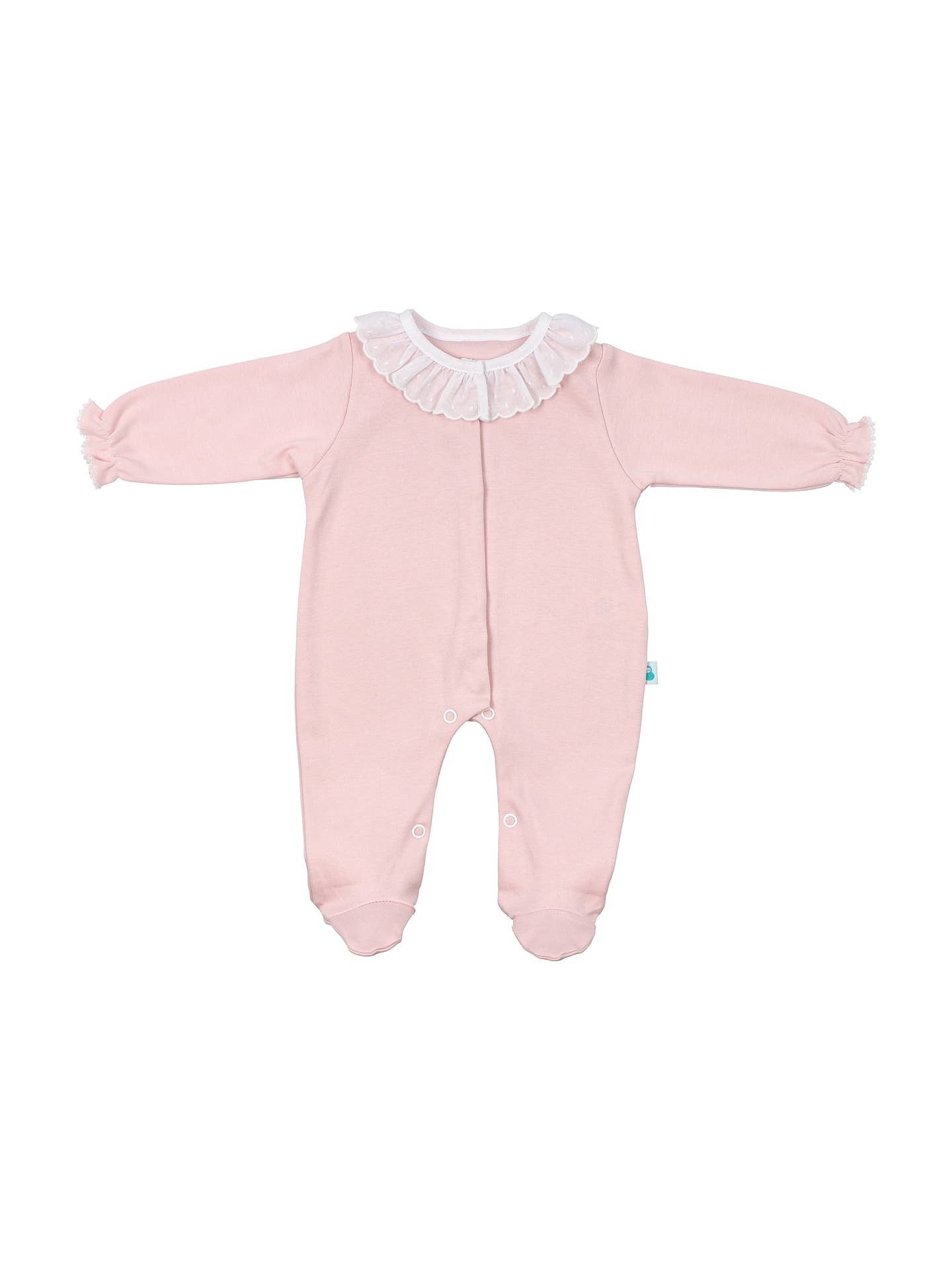 Pink frill collar babygrow (HANDMADE IN PORTUGAL 10-14 DAY TURNAROUND)