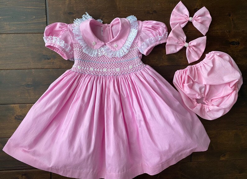 Smocked classic dress - HANDMADE IN USA 6-8WK TURNAROUND
