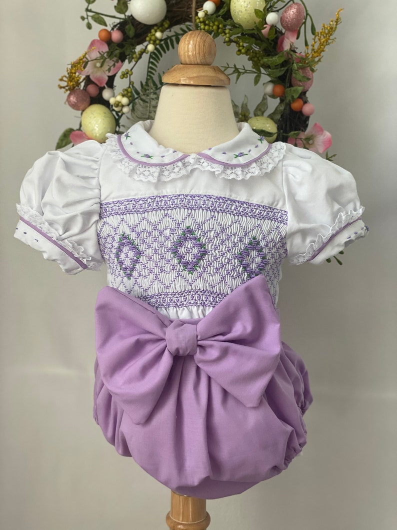 Smocked diamond bow set - HANDMADE IN USA 6-8WK TURNAROUND
