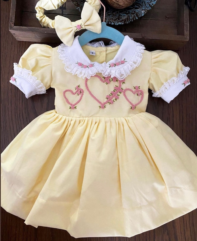 Smocked half hearts dress - HANDMADE IN USA 6-8WK TURNAROUND