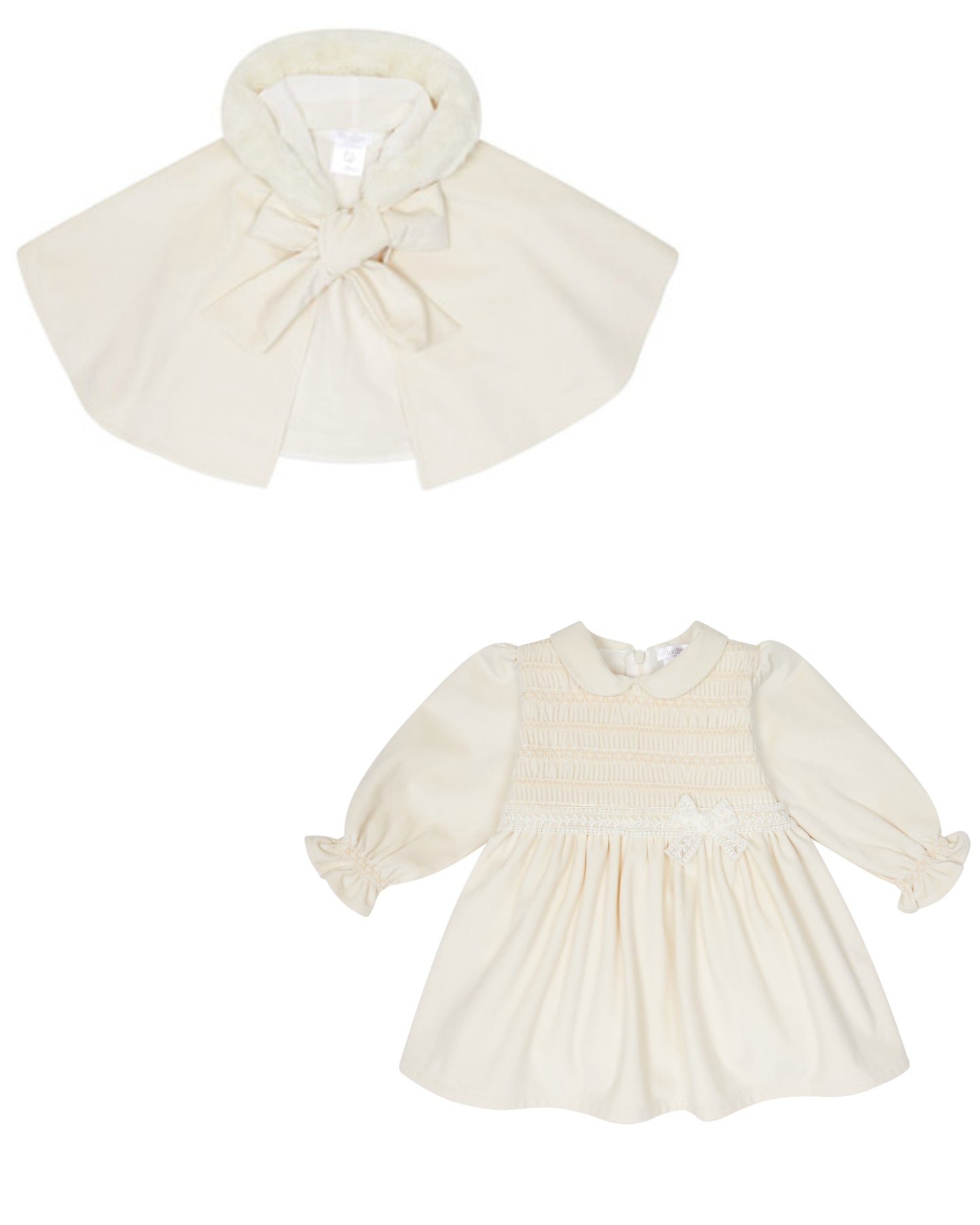 DEOLINDA Ivory velvet dress & cape set - IN STOCK