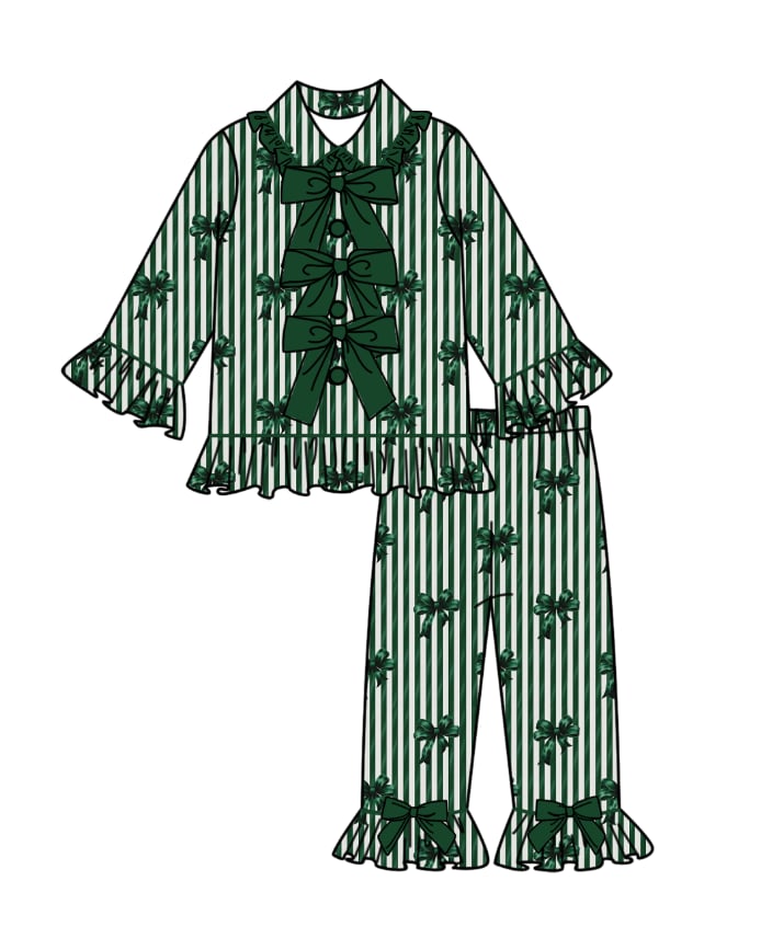 LPP EXCLUSIVE triple bow emerald green bow Christmas pyjamas - End November delivery