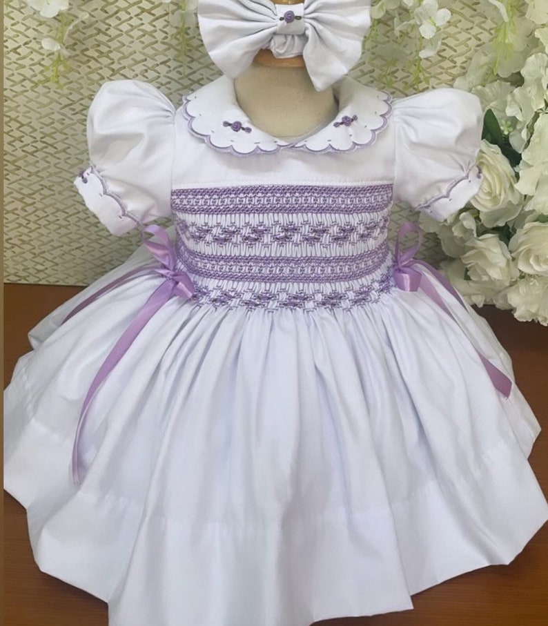 Smocked scalloped collar dress - HANDMADE IN USA 6-8WK TURNAROUND