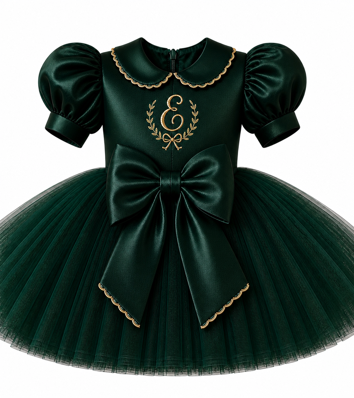 LPP EXCLUSIVE personalised emerald green Christmas satin smocked double bow tutu dress - End November delivery
