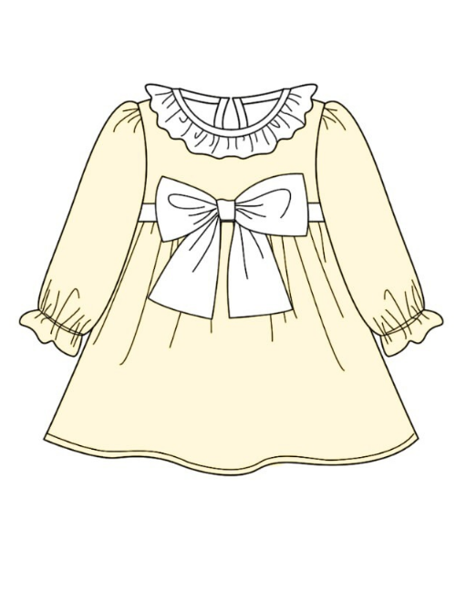 LPP EXCLUSIVES luxe lemon collection girls collared bow dress - End March Delivery.