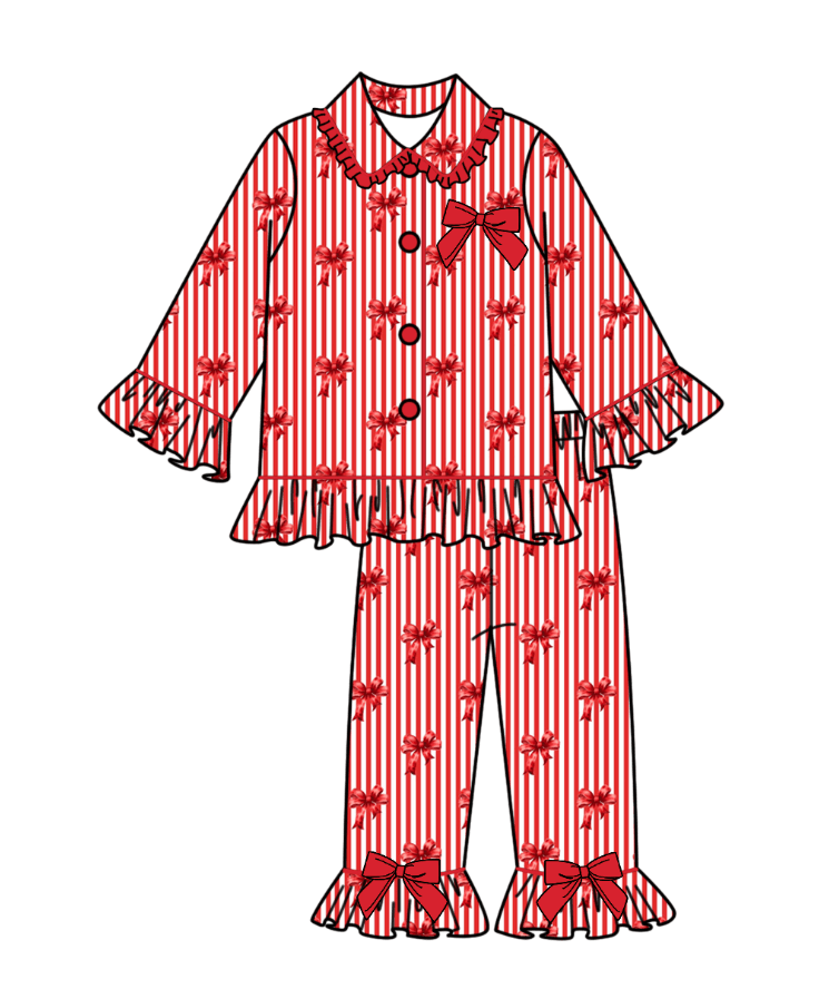 CHRISTMAS exclusive red bow girls pyjamas