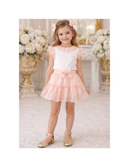 Anavig peach mesh skirt set - 10-14 DAYS TURNAROUND
