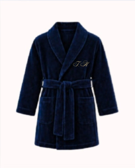 LPP EXCLUSIVE navy velvet boys dressing gown - End November delivery