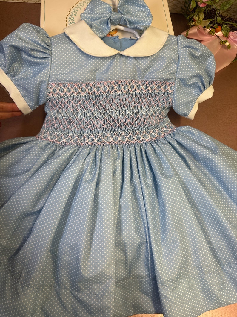 Smocked classic polka dot dress - HANDMADE IN USA 6-8WK TURNAROUND