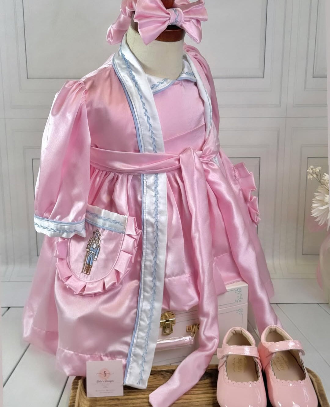 Smocked satin pyjama set - HANDMADE IN USA 6-8WK TURNAROUND
