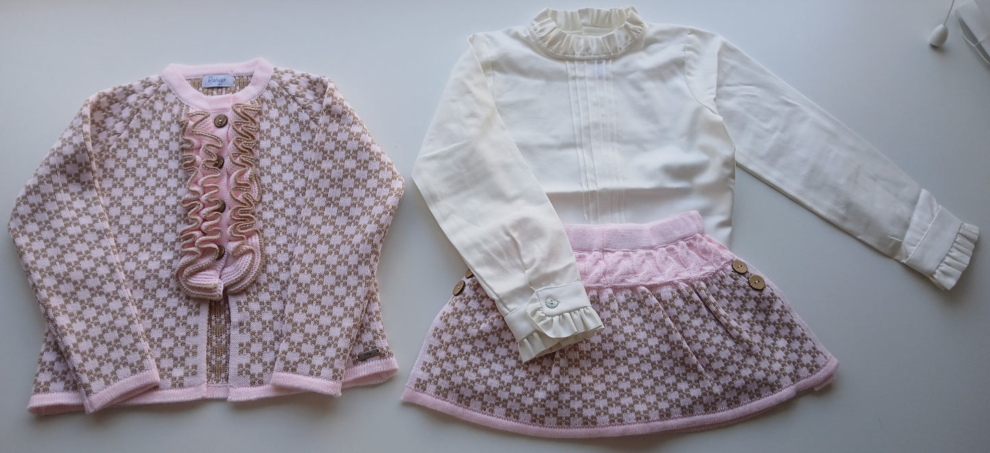 RAHIGO IN STOCK 5y pink 3pc skirt set