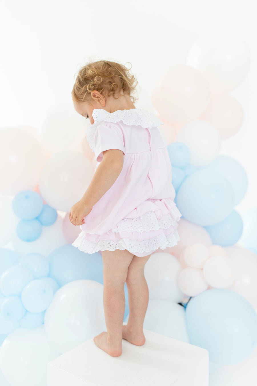 Blues baby cannes pink frill jam pants set