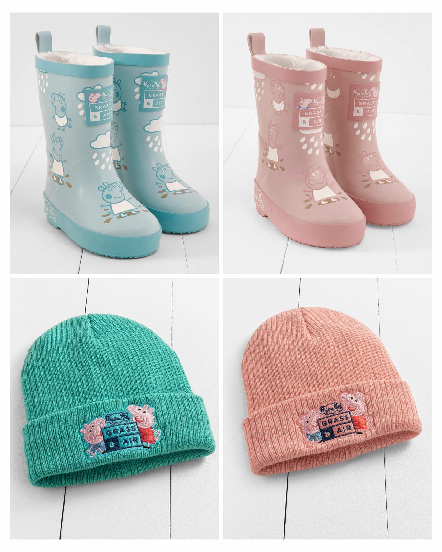 Grass & Air Peppa Pig collection - Beanies & Colour changing wellies