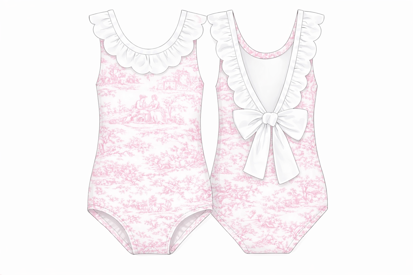 LPP EXCLUSIVES luxe pink womens French toile swimsuit - End March Delivery.
