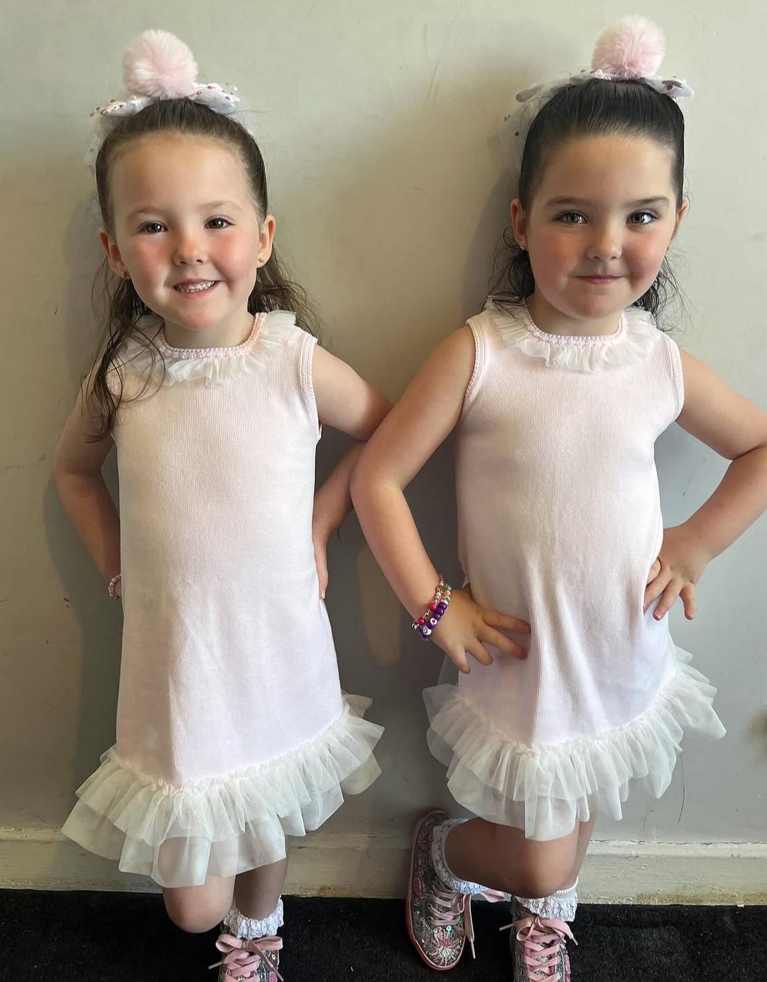 Granlei tulle bow exclusive pink frill collared dress