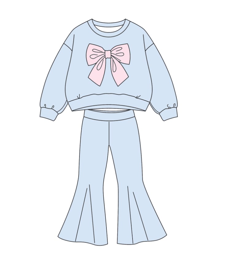 LPP EXCLUSIVES blue bow flare lounge set - End March Delivery.