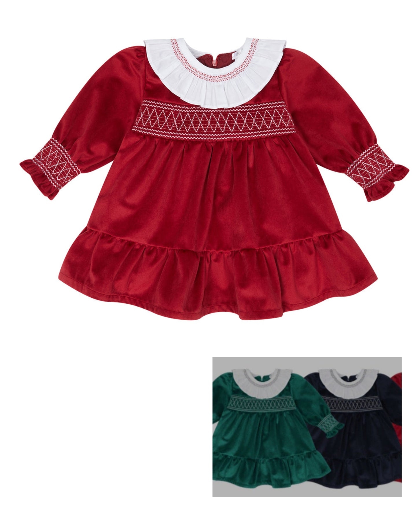 DEOLINDA collared velvet smocked dress - IN STOCK
