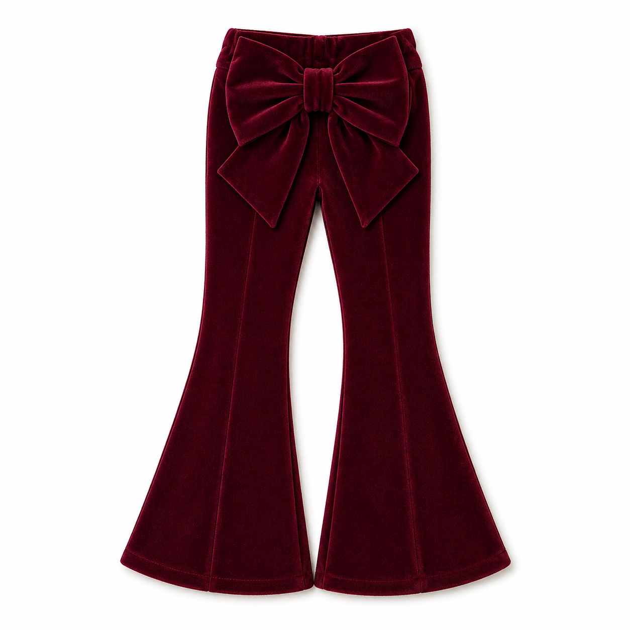 LPP EXCLUSIVE burgundy velvet bow flares - End November delivery