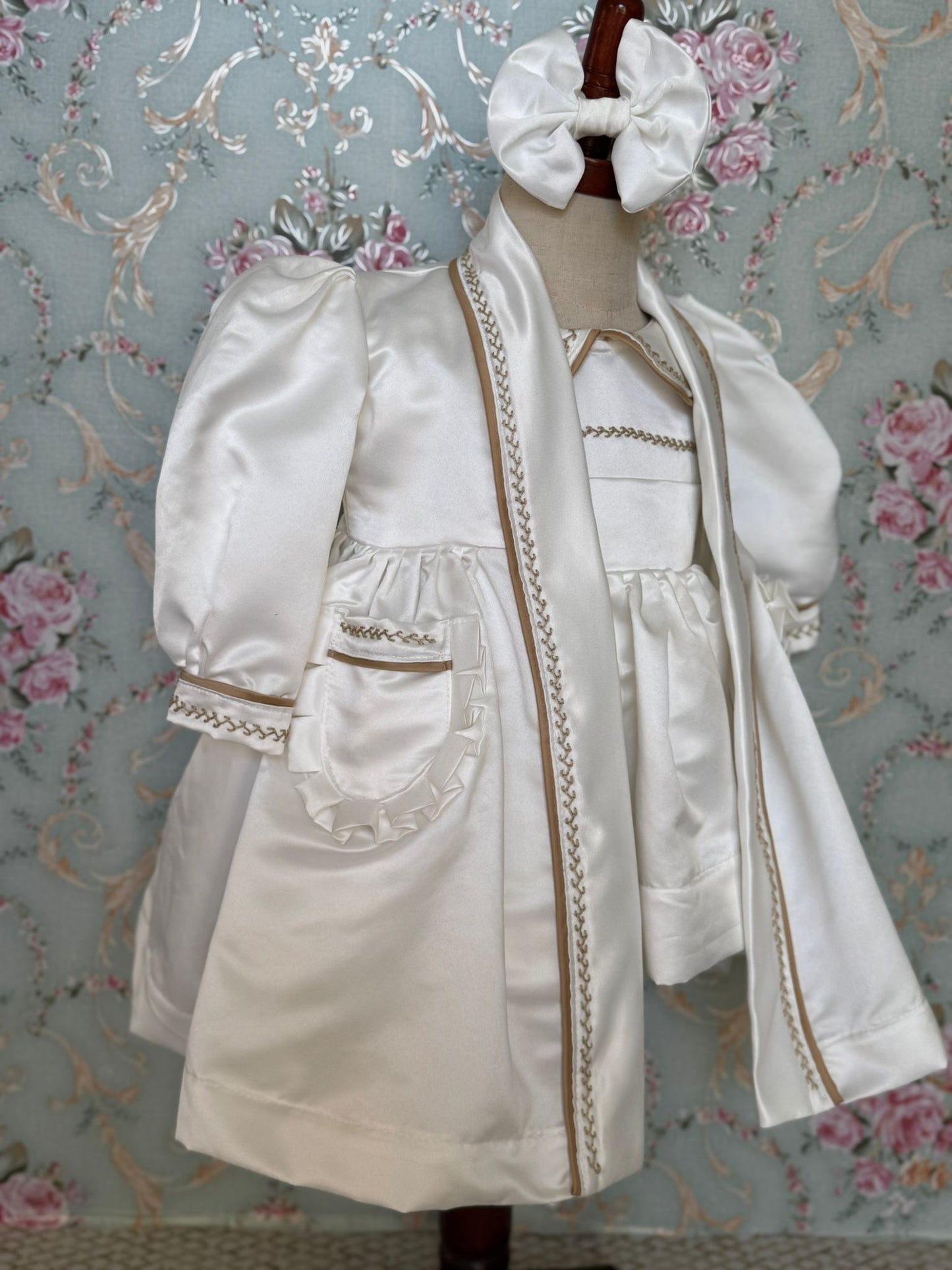 Smocked satin pyjama set - HANDMADE IN USA 6-8WK TURNAROUND