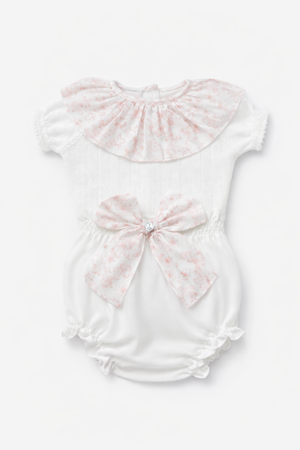 Granlei pink toile knit & linen exclusive bow jam pants set