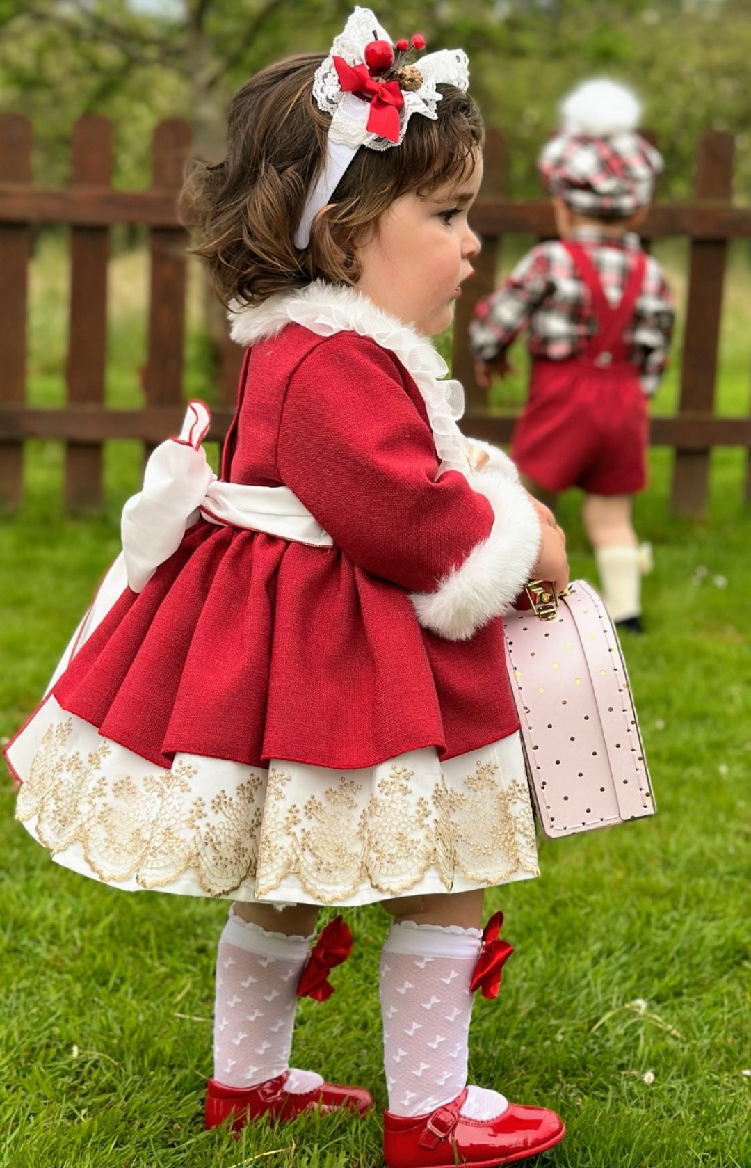 SONATA PREORDER (4-6wk turnaround) - Golden lace fur puffball dress IN25-12