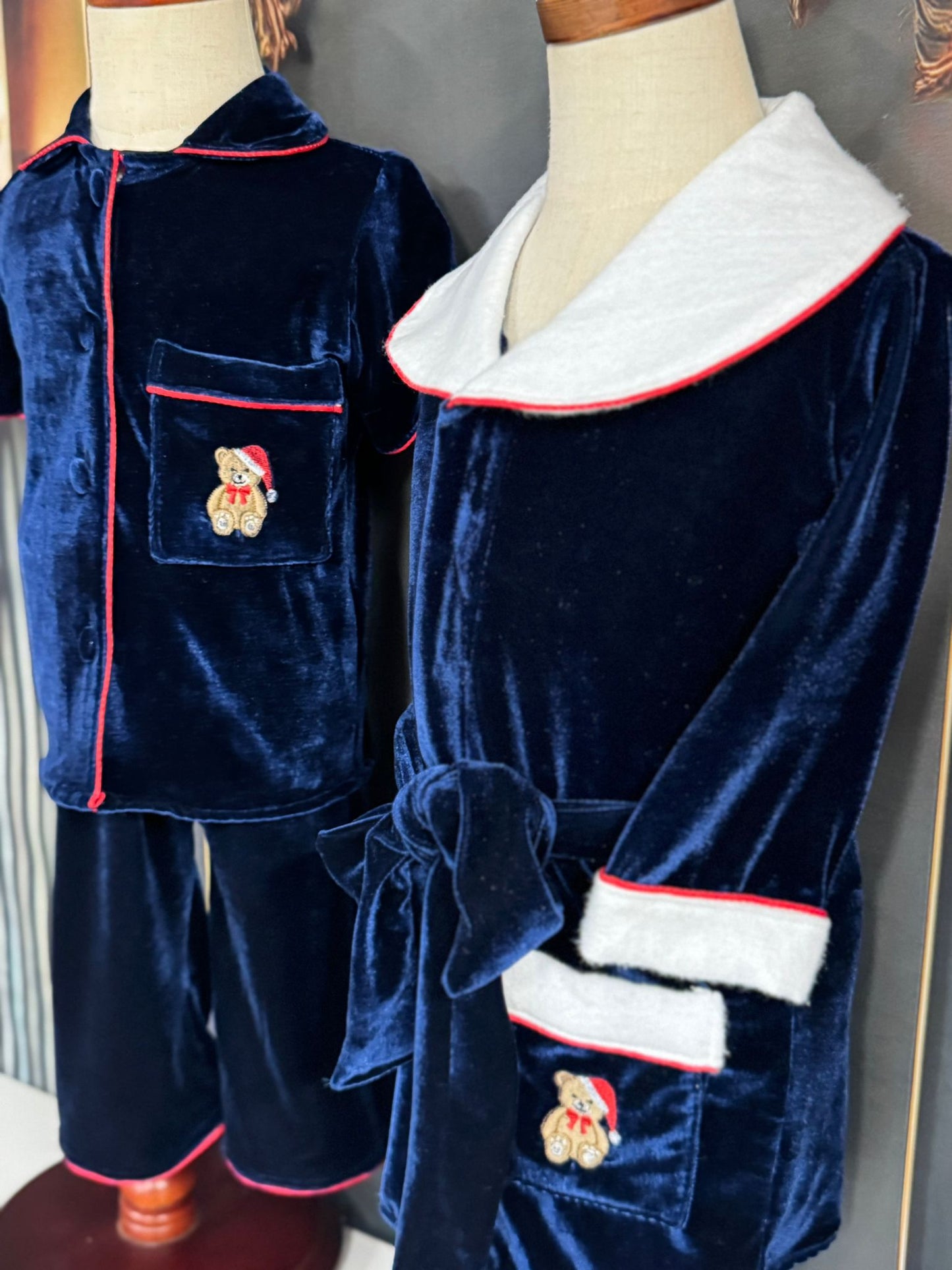 Smocked velvet pyjama set - HANDMADE IN USA 6-8WK TURNAROUND