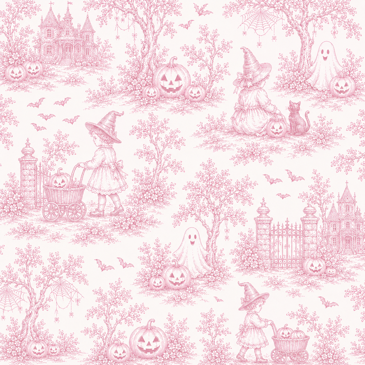 LPP EXCLUSIVE triple bow pink French toile Halloween pyjamas - Mid October delivery