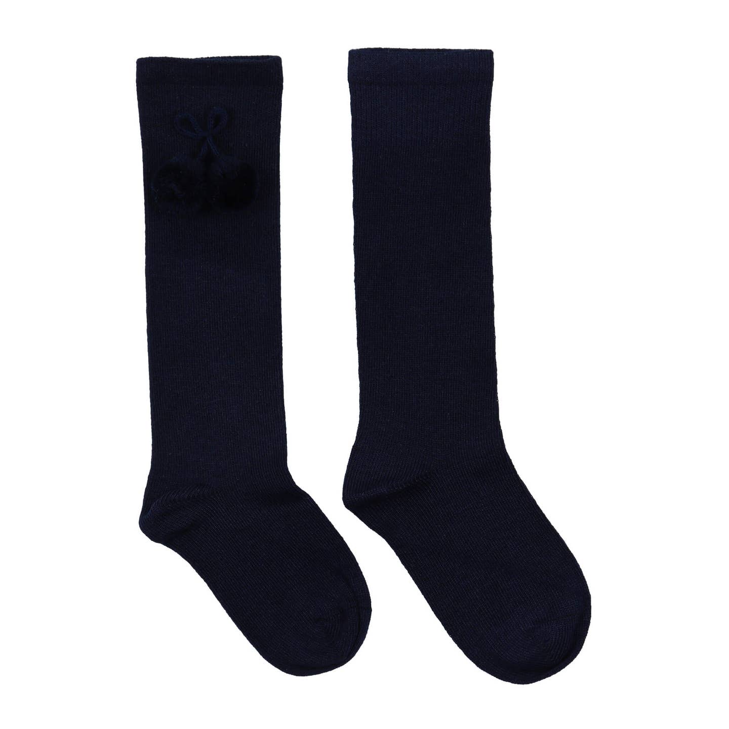 Navy pom pom knee socks