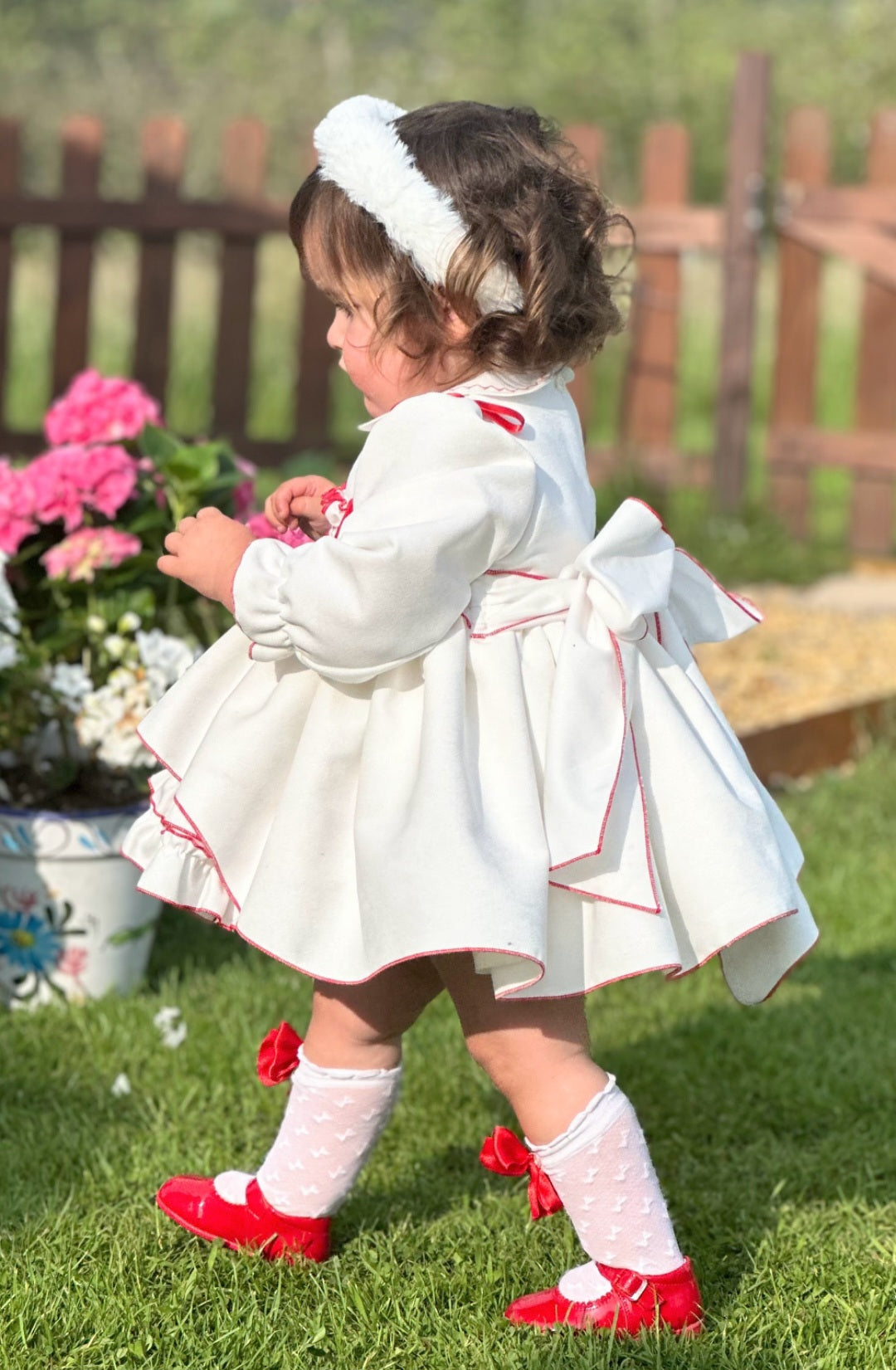 SONATA PREORDER (4-6wk turnaround) - Red detail smock puffball dress IN25-11