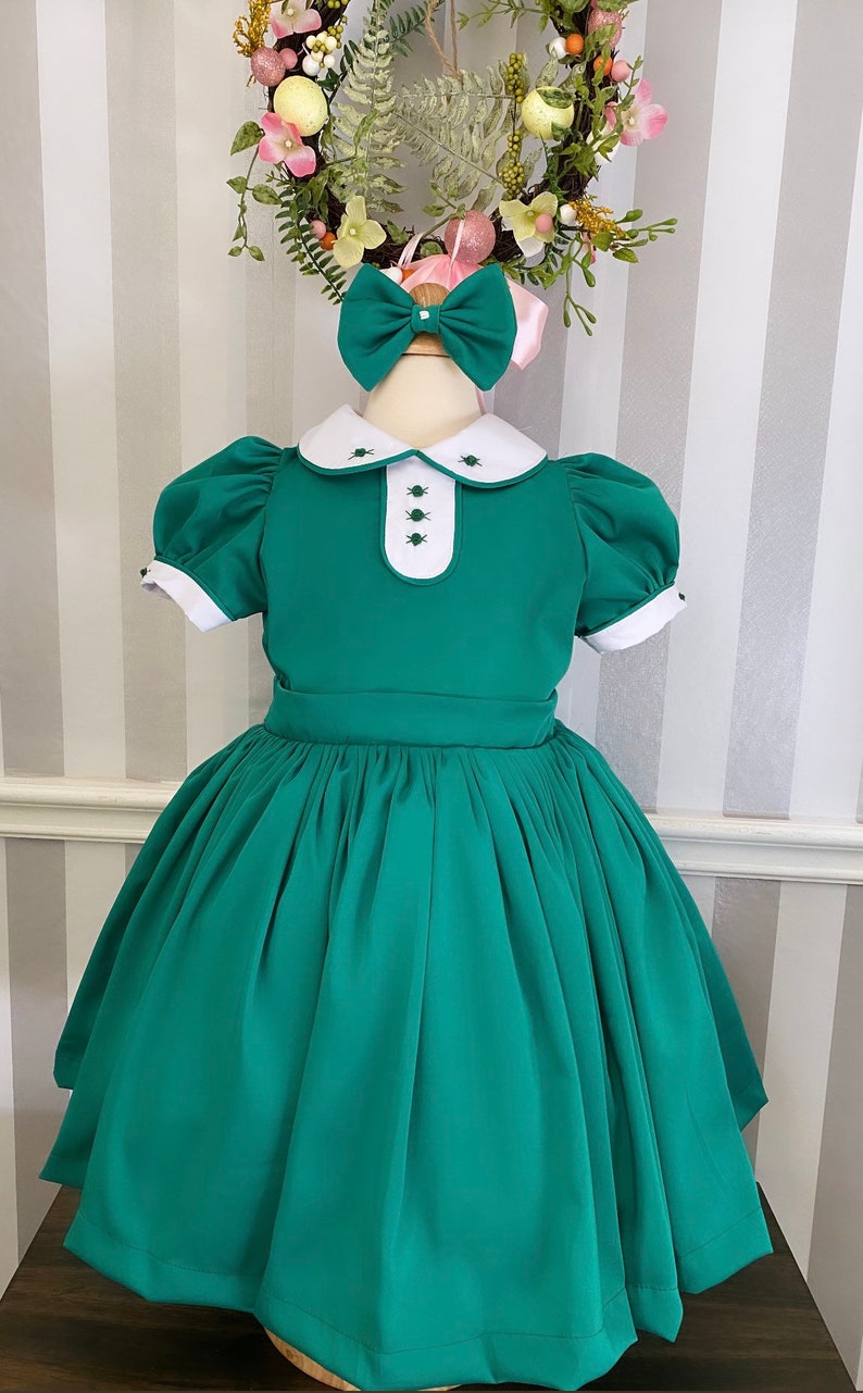 Smocked classic embroidered dress - HANDMADE IN USA 6-8WK TURNAROUND