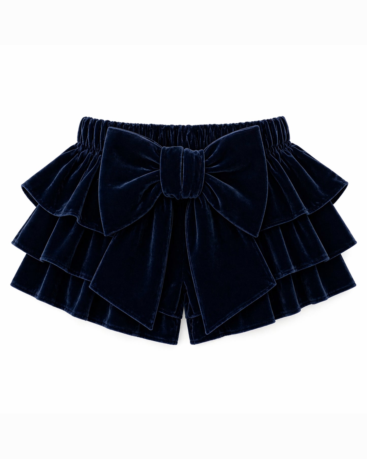 LPP EXCLUSIVE navy velvet frill shorts - End November delivery
