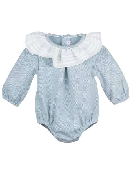 Calamaro blue collared romper - 2-3 weeks turnaround