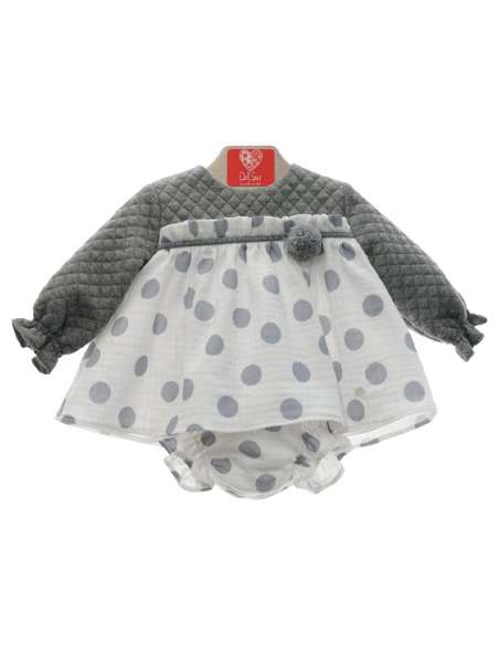 Del sur grey spotty quilted dress set - 2-3 weeks turnaround