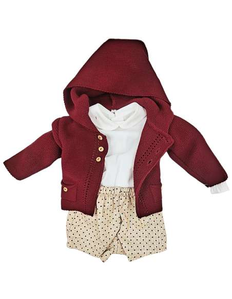 Babyferr burgundy 3pc shorts set - 2-3 weeks turnaround