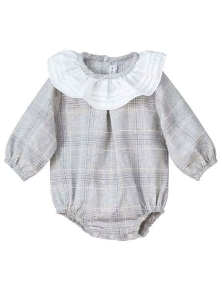 Calamaro grey tartan romper - 2-3 weeks turnaround