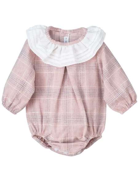 Calamaro pink tartan romper - 2-3 weeks turnaround