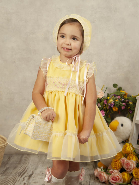 SONATA PREORDER (4-6wk turnaround) - Yellow and pink organza smock VE24-01