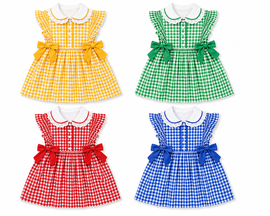 LPP SCHOOL UNIFORM - Angel sleeve gingham dress (READY TO SEND. LAST SEASONS COLLECTION)