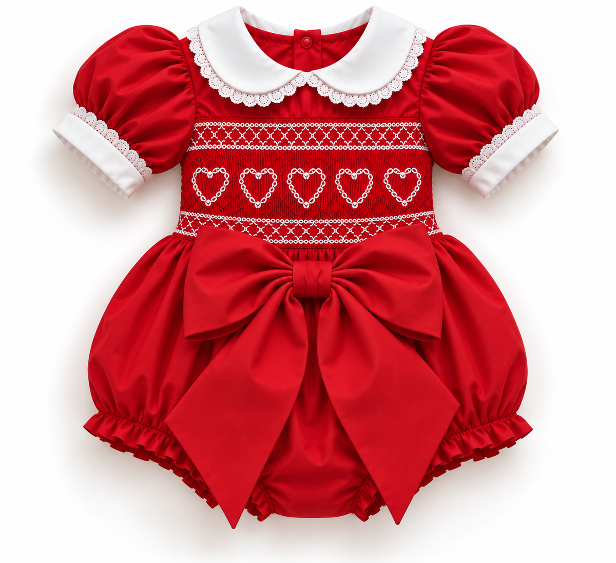 LPP VALENTINES COLLECTION - Red heart smock romper (DELIVERY JANUARY)