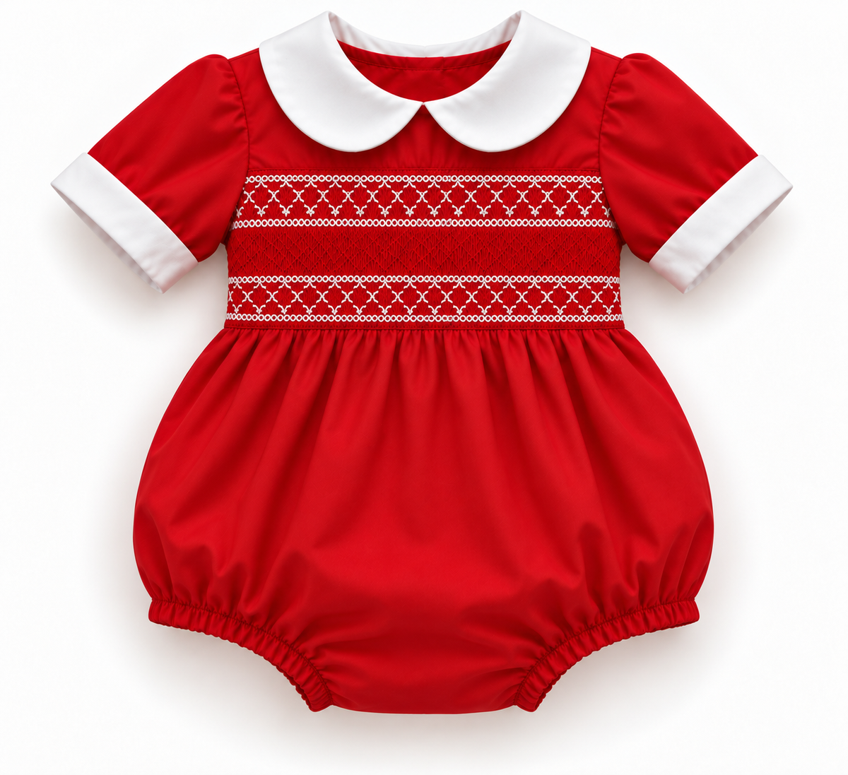 LPP VALENTINES COLLECTION - Red boys smock romper (DELIVERY JANUARY)