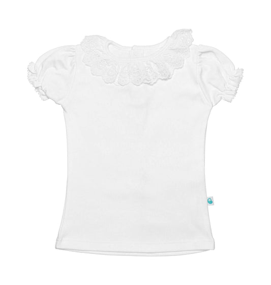 Broderie anglaise frill collared vest short sleeved (HANDMADE IN PORTUGAL 10-14 DAY TURNAROUND)