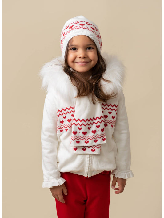 Caramelo Red Knitted Heart Fairisle Fleece Lined Zip Jacket
- (ON ORDER 10 DAY DELIVERY)