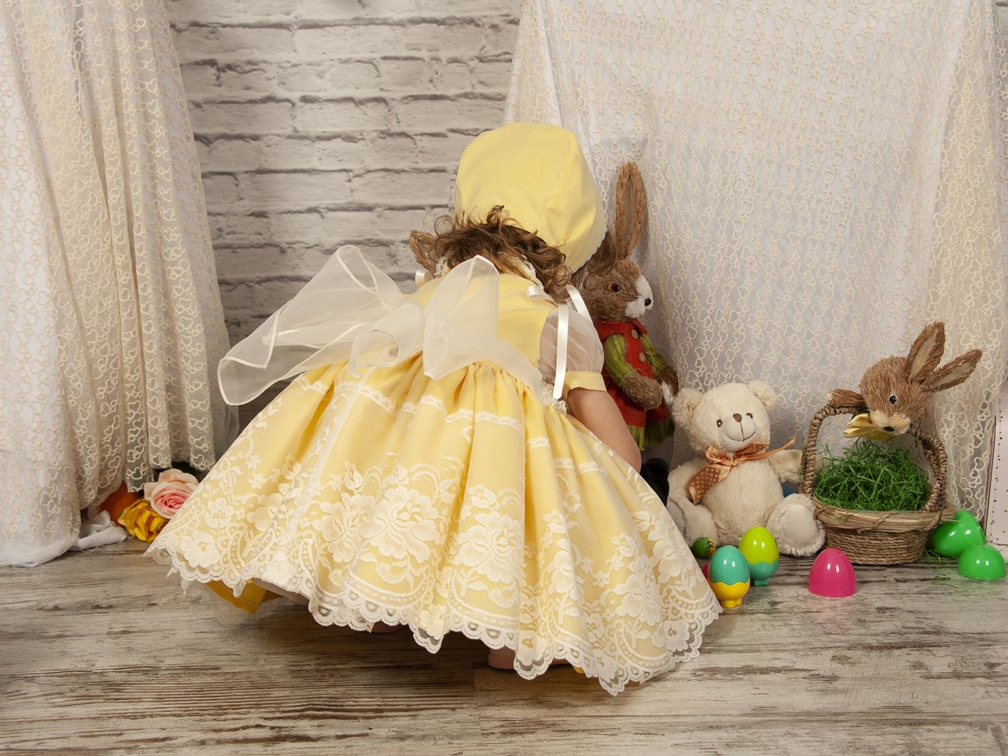 SONATA PREORDER (4-6wk turnaround) - Yellow Easter basket organza smock PC23-08